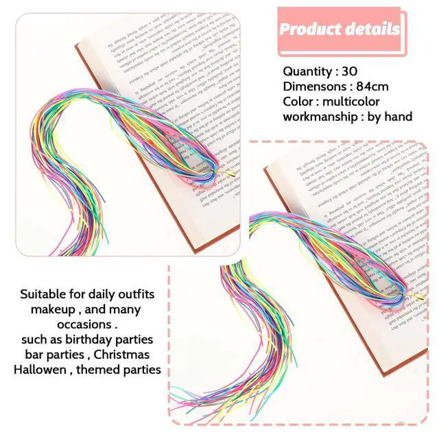 Alt view image 2 of 7 - 30 Pcs Hair Braids Colorful Hair Wrap String Assorted Gradient Color Hair Rope Band Rainbow Braiding Hair Tie DIY Ponytail Braids Halloween Hair Styling Accessories for Women Girls
