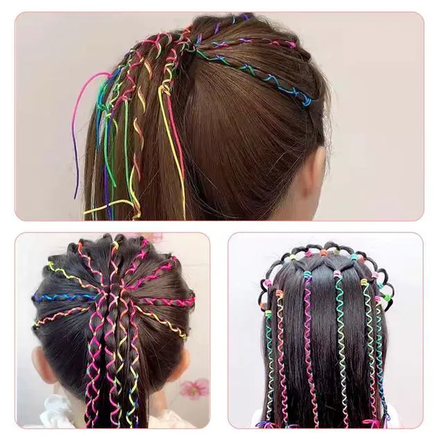 Alt view image 3 of 7 - 30 Pcs Hair Braids Colorful Hair Wrap String Assorted Gradient Color Hair Rope Band Rainbow Braiding Hair Tie DIY Ponytail Braids Halloween Hair Styling Accessories for Women Girls