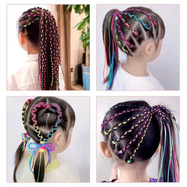 Alt view image 5 of 7 - 30 Pcs Hair Braids Colorful Hair Wrap String Assorted Gradient Color Hair Rope Band Rainbow Braiding Hair Tie DIY Ponytail Braids Halloween Hair Styling Accessories for Women Girls