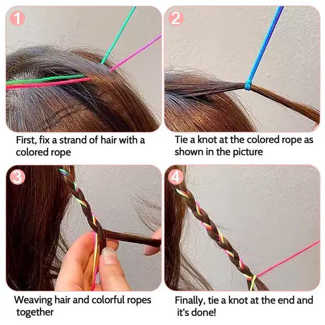 Alt view image 4 of 7 - 30 Pcs Hair Braids Colorful Hair Wrap String Assorted Gradient Color Hair Rope Band Rainbow Braiding Hair Tie DIY Ponytail Braids Halloween Hair Styling Accessories for Women Girls