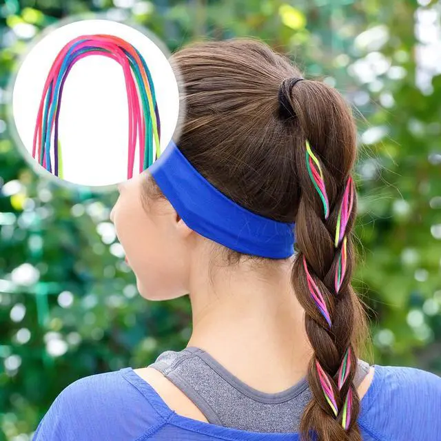 Alt view image 6 of 7 - 30 Pcs Hair Braids Colorful Hair Wrap String Assorted Gradient Color Hair Rope Band Rainbow Braiding Hair Tie DIY Ponytail Braids Halloween Hair Styling Accessories for Women Girls