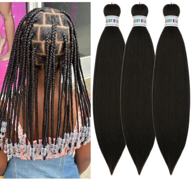 Main image of Kids Braiding Hair Pre stretched 16 inches Black for Kids Knotless Braids