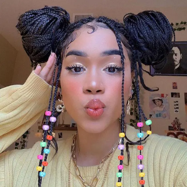 Alt view image 5 of 7 - 1008 Pcs Hair Beads Kit for Girls Hair Braids, 500Pcs 9x6mm Glitter Pony Beads, 500Pcs Mini Elastic Rubber Bands, 5Pcs Quick Beaders, 1Pcs Rattail Comb and 2Pcs Duckbill Clips