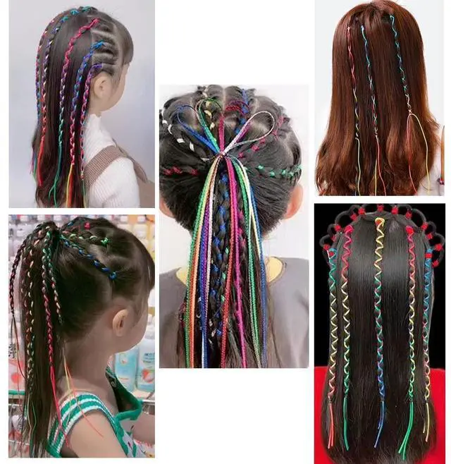 Alt view image 3 of 7 - Colorful Hair String For Braids Rainbow Hair Wrap String Gradient Color Hair Ties for Women Girls DIY Ponytail Braids Styling Accessories