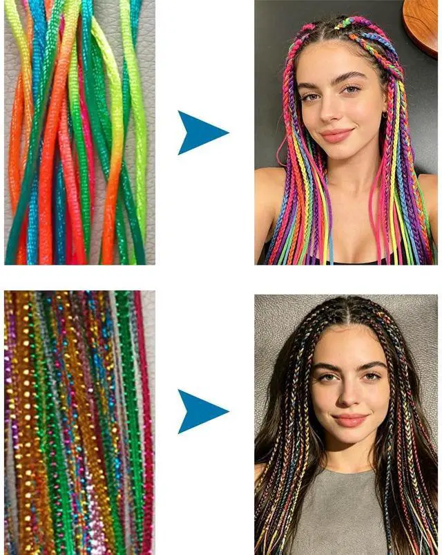 Alt view image 2 of 7 - Colorful Hair String For Braids Rainbow Hair Wrap String Gradient Color Hair Ties for Women Girls DIY Ponytail Braids Styling Accessories