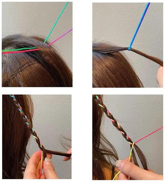 Alt view image 4 of 7 - Colorful Hair String For Braids Rainbow Hair Wrap String Gradient Color Hair Ties for Women Girls DIY Ponytail Braids Styling Accessories