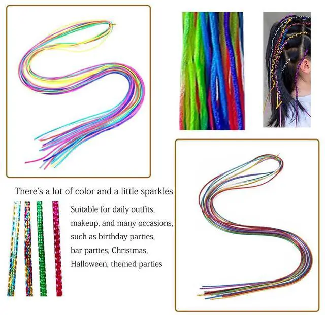 Alt view image 5 of 7 - Colorful Hair String For Braids Rainbow Hair Wrap String Gradient Color Hair Ties for Women Girls DIY Ponytail Braids Styling Accessories