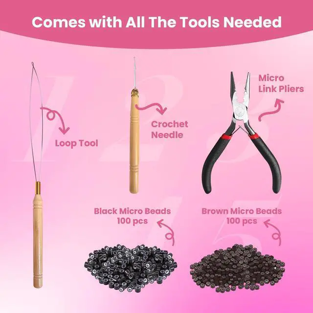Alt view image 4 of 6 - Glitter Hair Tinsel Extensions Kit 18 Colors with Tools and Beads, 48 Inch Sparkly Fairy Colorful Tensile Strands Shiny Hair Accessories for Women Girls Kids