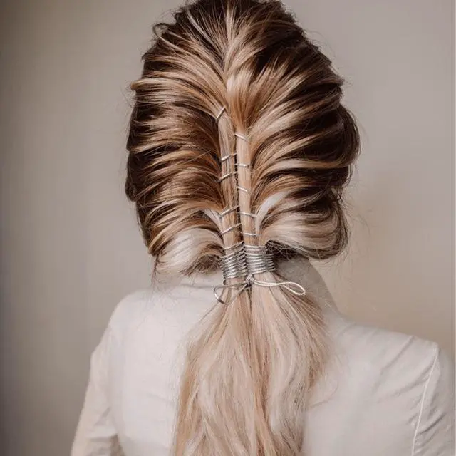 Alt view image 5 of 7 - 4 Pieces 5M Hair Strings for Braids Hair Accessory String, Hair Wrap String Dreadlock Braiding Rope Silver Gold Braiding Hair Deco Styling Hair Braiding String for Hair Braiding Twist Gift Hang Tags