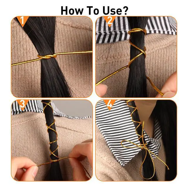 Alt view image 3 of 7 - 4 Pieces 5M Hair Strings for Braids Hair Accessory String, Hair Wrap String Dreadlock Braiding Rope Silver Gold Braiding Hair Deco Styling Hair Braiding String for Hair Braiding Twist Gift Hang Tags