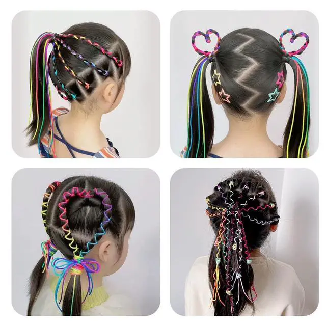 Alt view image 3 of 7 - 54 Pcs Colorful Hair Wrap String For Braids Assorted Rainbow Fashionable Gradient Color Women DIY Ponytail Braids Styling Accessories