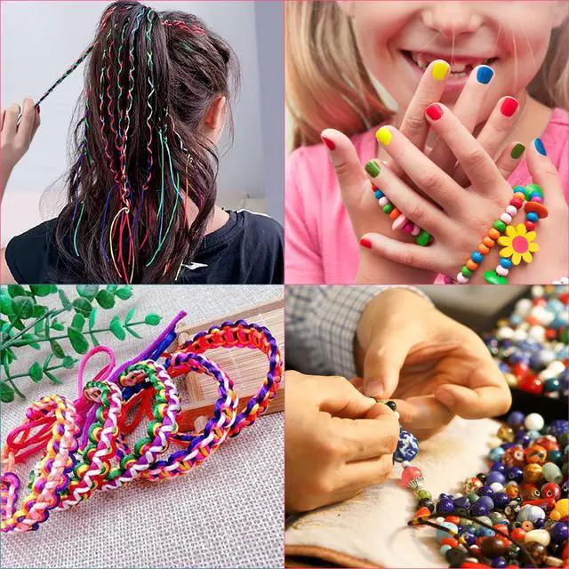 Alt view image 6 of 6 - Stretchy String for Bracelets, Necklaces, Bead Stringing, Jewelry Making, Hair Braiding, and Crafts. Diameter: 1mm, Length: 330 Feet, Rainbow and White (2 Pieces)