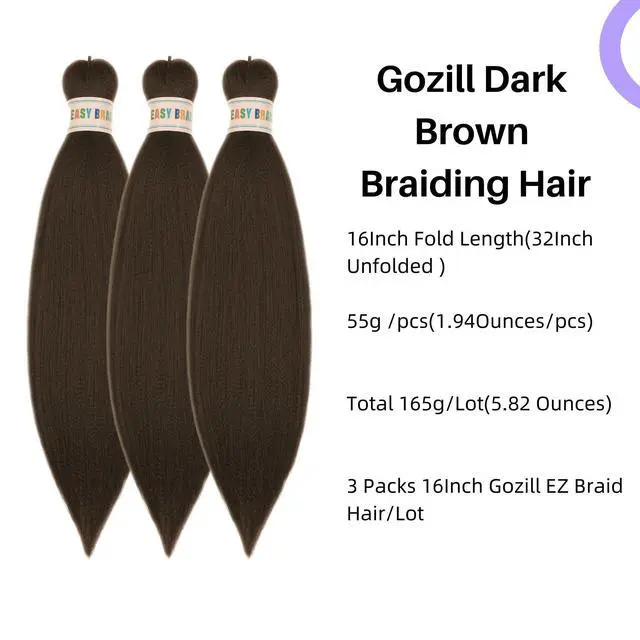 Alt view image 2 of 6 - Brown Braiding Hair Pre Stretched Knotless Box Braids Hair