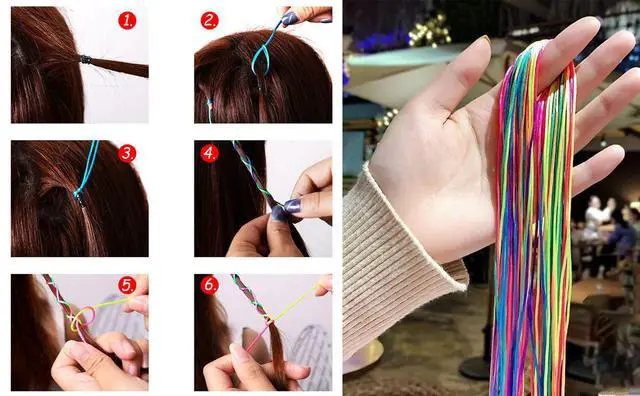 Alt view image 7 of 7 - 50pcs Hair Braids Assorted Gradient Colorful Braided Hair Rope Band Set for Ponytail braids Women Girl DIY Braid Hair Styling Accessories Wraps