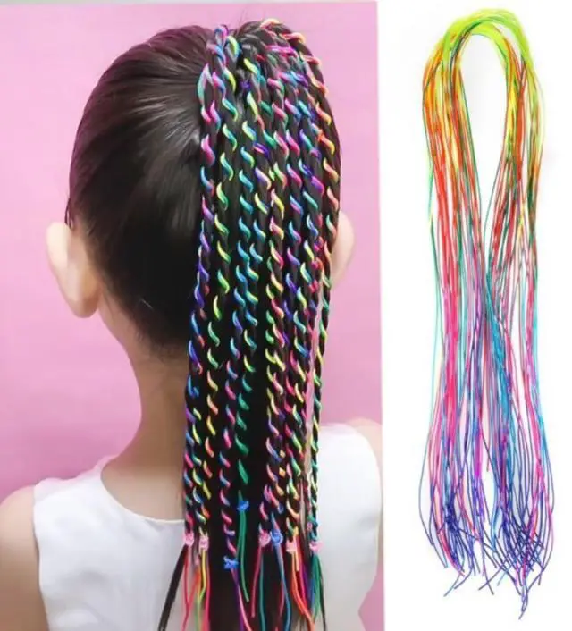 Main image of 30Pcs MultiColorful Hair Wrap String For Braids, Rainbow Braiding Hair Tie, Gradient Color Hair Rope Band, Hair Elastics and Ties Girls Braids Hair Styling Accessories