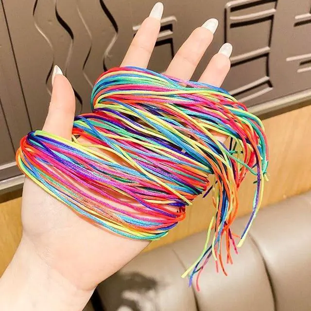 Alt view image 7 of 7 - 30Pcs MultiColorful Hair Wrap String For Braids, Rainbow Braiding Hair Tie, Gradient Color Hair Rope Band, Hair Elastics and Ties Girls Braids Hair Styling Accessories