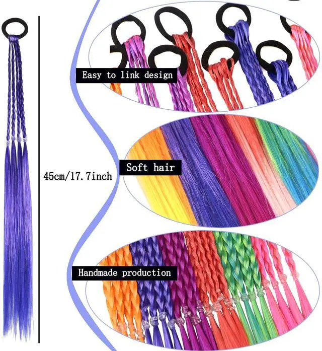 Alt view image 2 of 6 - Kids Hair Accessories, Rainbow Braid Ponytail Extensions & Headbands