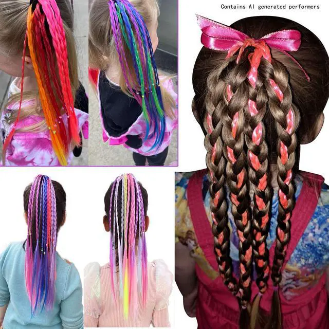 Alt view image 5 of 6 - Kids Hair Accessories, Rainbow Braid Ponytail Extensions & Headbands