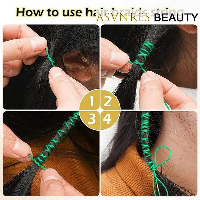Alt view image 5 of 7 - Green Braids Hair Accessories, 2 Pieces 5M Braiding Hair Deco Styling Shimmer Stretchable African Braid Braided Elastic Cord Ornament Hanging Decorating Gift Wrapping