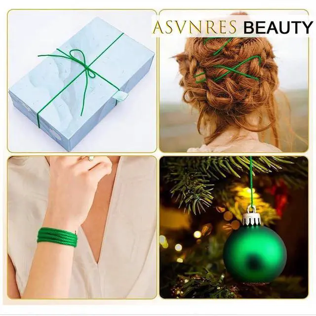 Alt view image 4 of 7 - Green Braids Hair Accessories, 2 Pieces 5M Braiding Hair Deco Styling Shimmer Stretchable African Braid Braided Elastic Cord Ornament Hanging Decorating Gift Wrapping