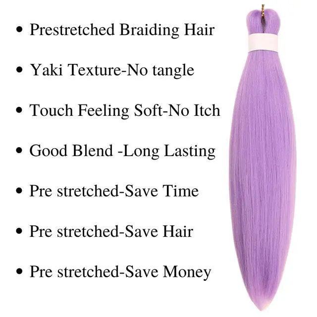 Alt view image 3 of 7 - Lavender Braiding Hair Pre stretched 16 inch