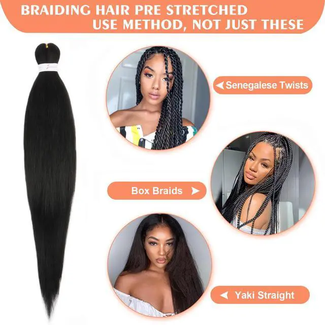 Alt view image 4 of 6 - Kids Braiding Hair Pre Stretched 12 Inch 3Packs, Short Pre stretched Braiding Hair for Professional Braiding Hair Extensions, Hot Water Setting Yaki Texture Synthetic Hair Natural Black(1B)