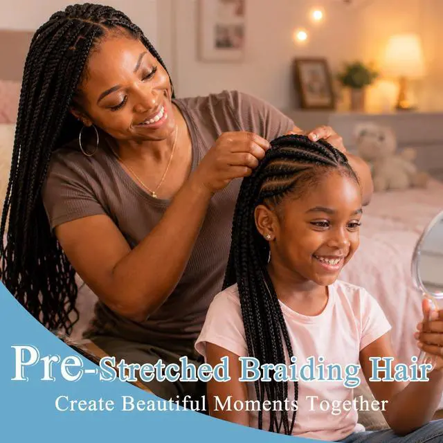 Alt view image 2 of 7 - Kids Braiding Hair Pre stretched Natural Black 16 Inch 3 Packs,1B#