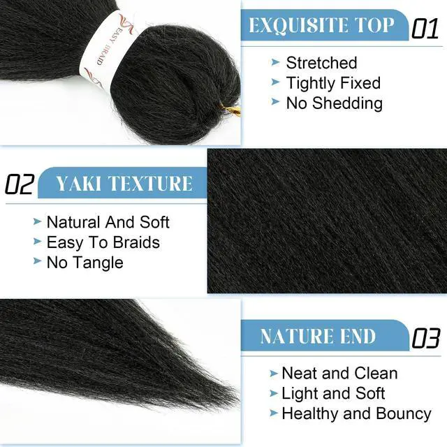 Alt view image 4 of 7 - Kids Braiding Hair Pre stretched Natural Black 16 Inch 3 Packs,1B#