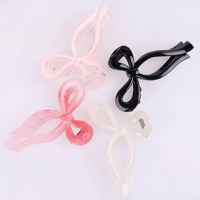Alt view image 2 of 6 - 4 Pcs Bow Hair Clips Elegant Hair Claw Butterfly Hair Accessories for Girls Nonslip Butterfly Clips Hair Grips Styling Accessories for Women