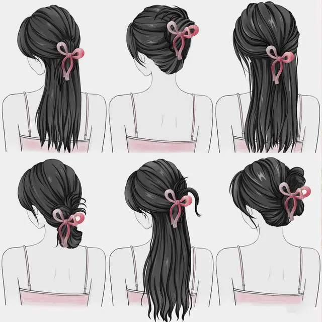 Alt view image 5 of 6 - 4 Pcs Bow Hair Clips Elegant Hair Claw Butterfly Hair Accessories for Girls Nonslip Butterfly Clips Hair Grips Styling Accessories for Women