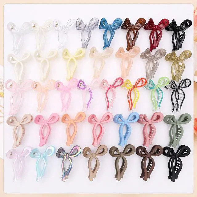 Alt view image 6 of 6 - 4 Pcs Bow Hair Clips Elegant Hair Claw Butterfly Hair Accessories for Girls Nonslip Butterfly Clips Hair Grips Styling Accessories for Women