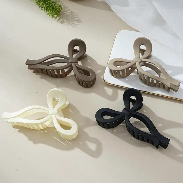 Alt view image 7 of 7 - 4 PCS Bow Hair Claw Clip for Women, 5.1" Big Claw Clips for Thick Hair