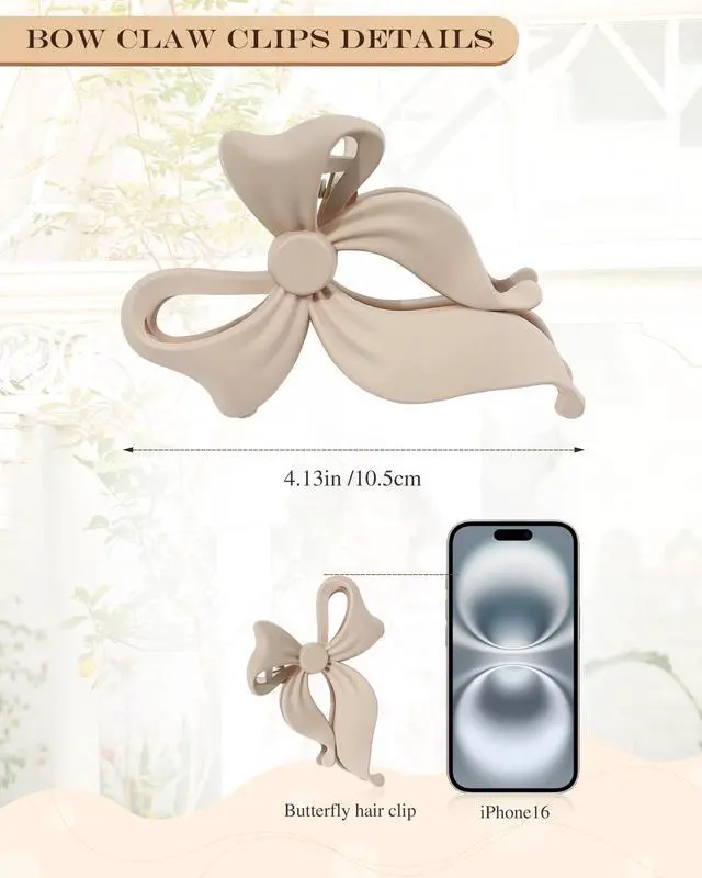 Alt view image 2 of 6 - 4 PCS Bow Hair Clips Bow Claw Clip for Women, Large Hair Claw Clips