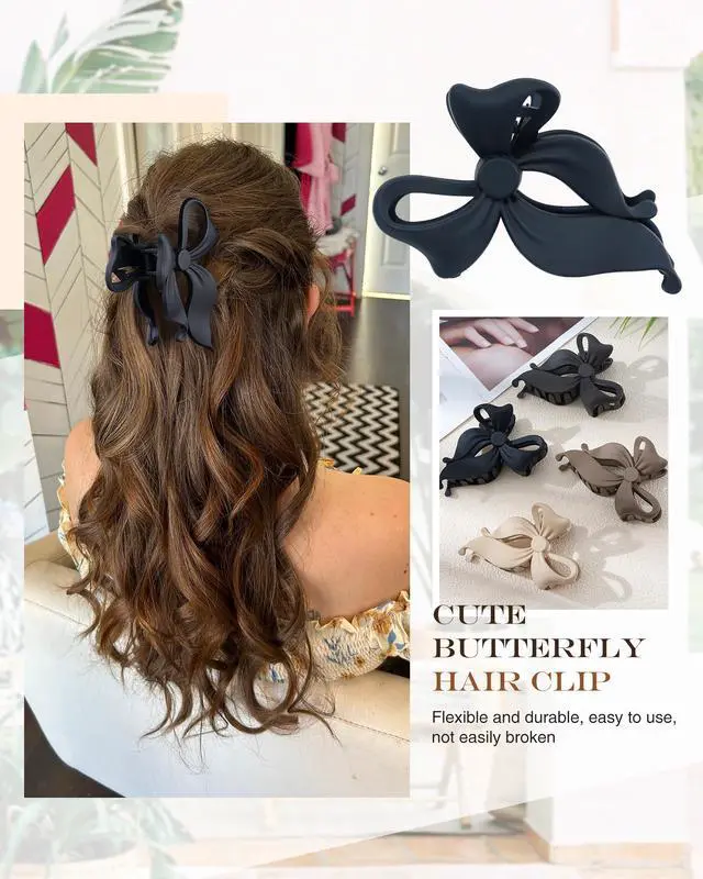 Alt view image 4 of 6 - 4 PCS Bow Hair Clips Bow Claw Clip for Women, Large Hair Claw Clips