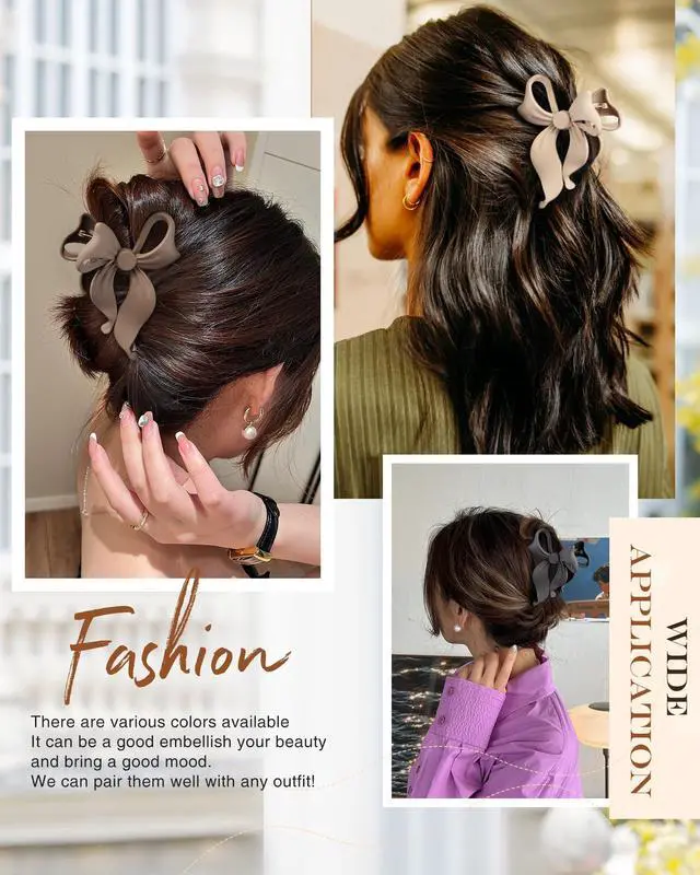 Alt view image 5 of 6 - 4 PCS Bow Hair Clips Bow Claw Clip for Women, Large Hair Claw Clips