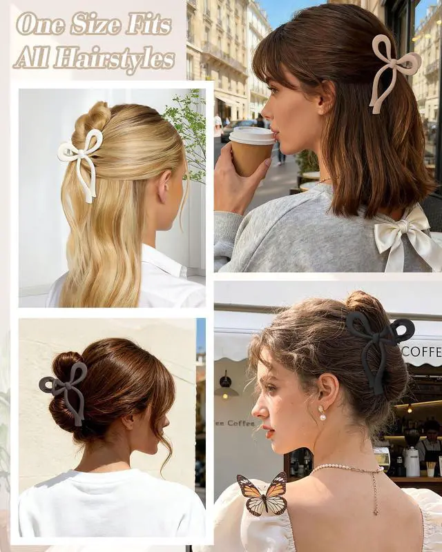 Alt view image 5 of 7 - 4 Pack Large Bow Hair Claw Clips for Women 4.3" Hair Accessories