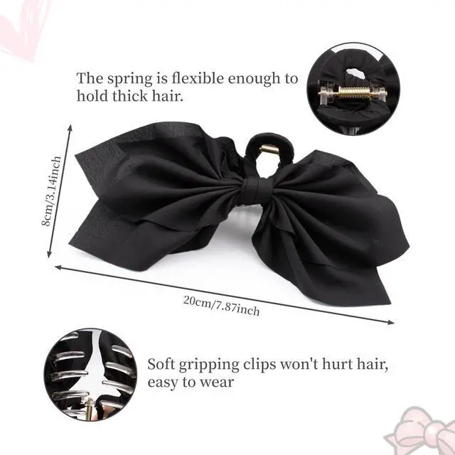 Alt view image 5 of 7 - Bow Claw Clips Bow Hair Clips Black White Paisley 2PCS Big Hair Bows for Women Butterfly Styling Large Hair Clips for Thick Hair for Girls Hair Accessories for Teen Gifts for Ladies