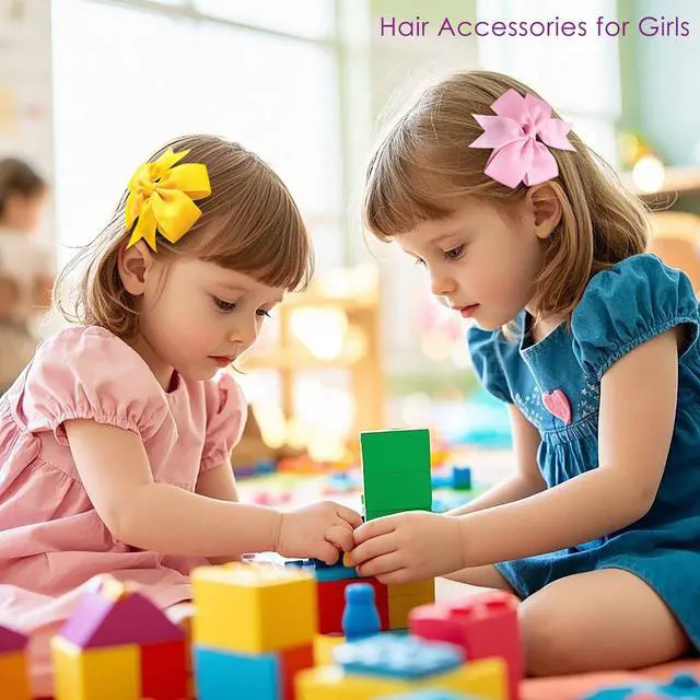 Alt view image 6 of 7 - 40Piece 3 Inch Boutique Grosgrain Ribbon Pinwheel Hair Bows Alligator Clips For Girls Babies Toddlers Accessories Teens In Pairs