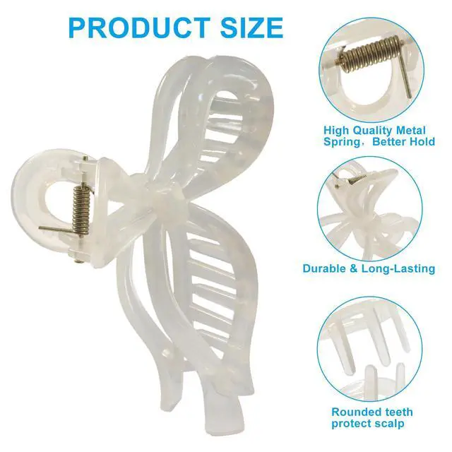 Alt view image 4 of 5 - 4 Pack Jelly Bow Hair Clips 4.3" Large