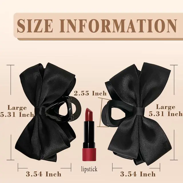 Alt view image 2 of 7 - Premium Hair Clips for Women: Bow-knot Claw Clips for Thick and Thin Hair, Big Non-slip Bow Clips in Black
