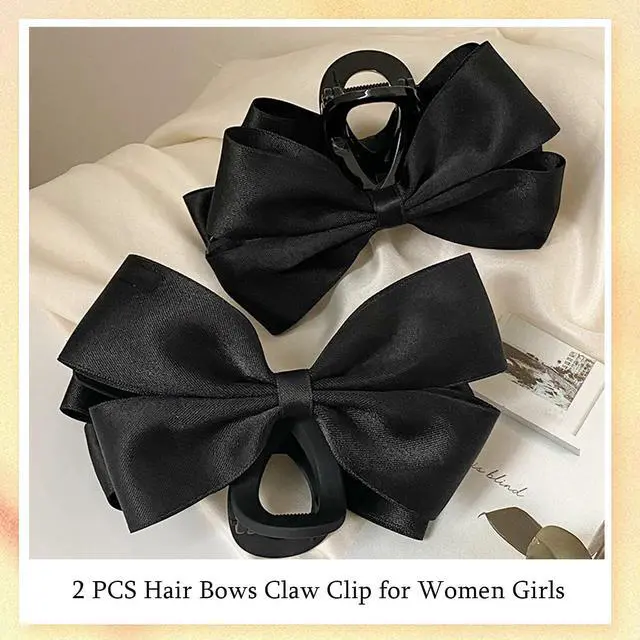Alt view image 3 of 7 - Premium Hair Clips for Women: Bow-knot Claw Clips for Thick and Thin Hair, Big Non-slip Bow Clips in Black