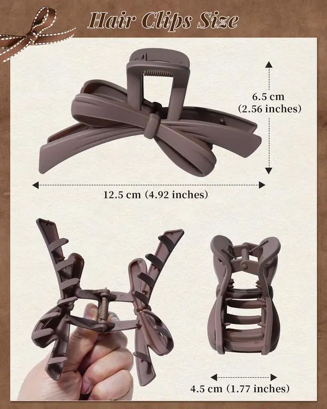 Alt view image 2 of 7 - 4 Pack Cute Bow Claw Clips, 4.92" Nonslip Large Matte Strong Hold