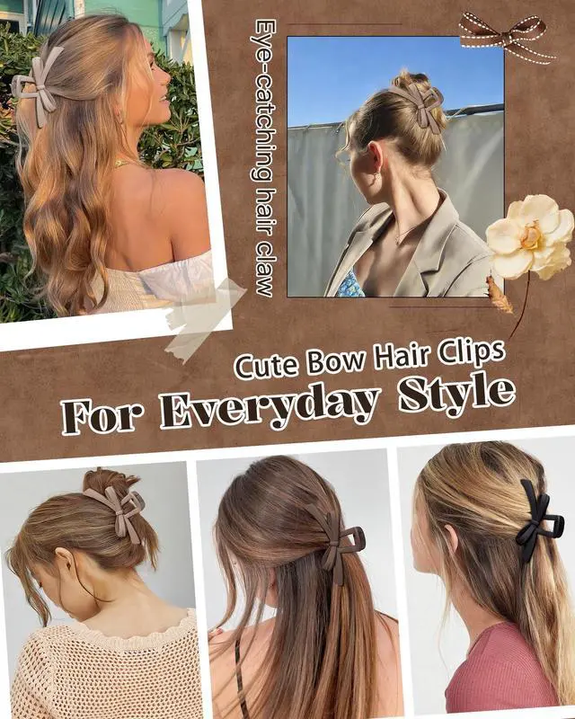 Alt view image 3 of 7 - 4 Pack Cute Bow Claw Clips, 4.92" Nonslip Large Matte Strong Hold