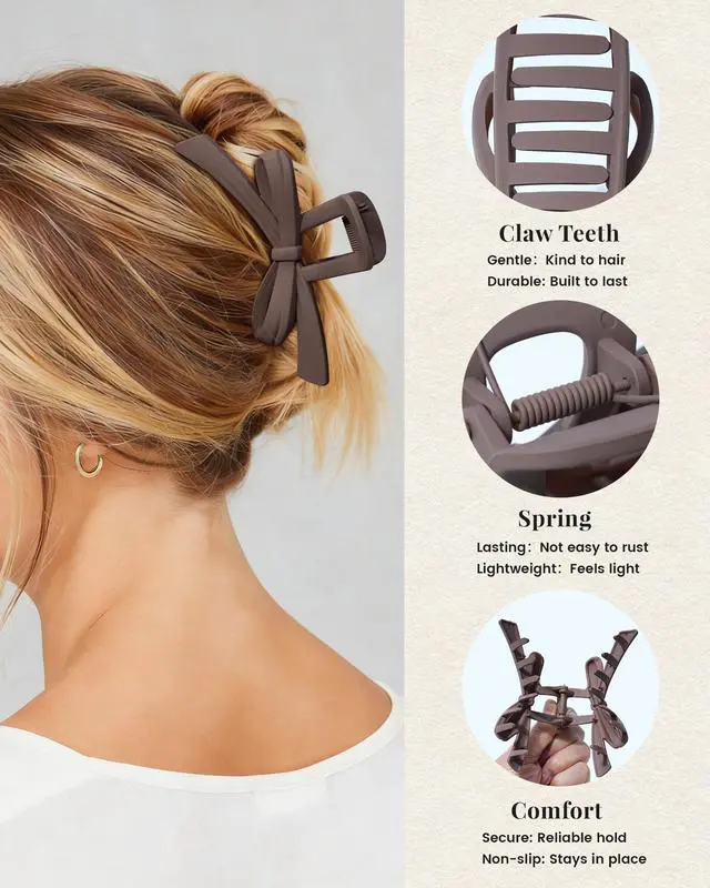 Alt view image 6 of 7 - 4 Pack Cute Bow Claw Clips, 4.92" Nonslip Large Matte Strong Hold