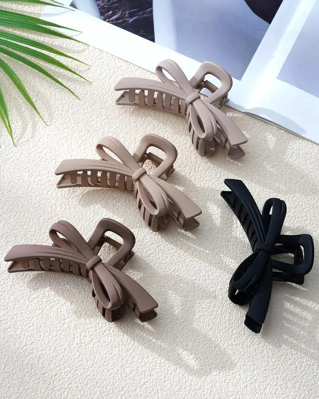 Alt view image 7 of 7 - 4 Pack Cute Bow Claw Clips, 4.92" Nonslip Large Matte Strong Hold