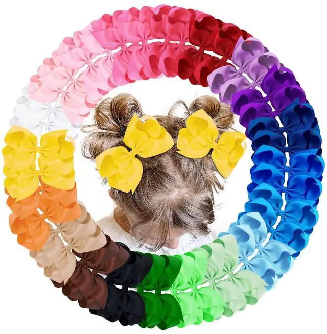 Main image of 40Pcs 4.5" Hair Bows Clips for Girls Tolddler Hair Accessories