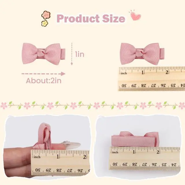 Alt view image 3 of 7 - Baby Hair Clips 50PCS Baby Girls Fully Lined 2" Baby Bows Hair Pins