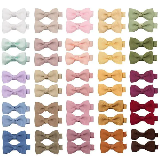 Alt view image 2 of 7 - Baby Hair Clips 50PCS Baby Girls Fully Lined 2" Baby Bows Hair Pins