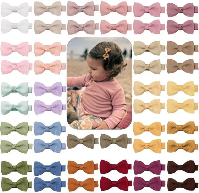 Main image of Baby Hair Clips 50PCS Baby Girls Fully Lined 2" Baby Bows Hair Pins