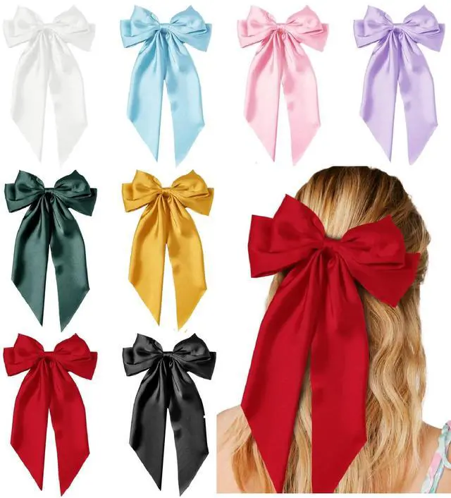Main image of Hair Bows for Women Girls 8 PCS Hair Ribbon Bow Hair Clips with Long Tails Vintage Hair Accessories for Women Gifts